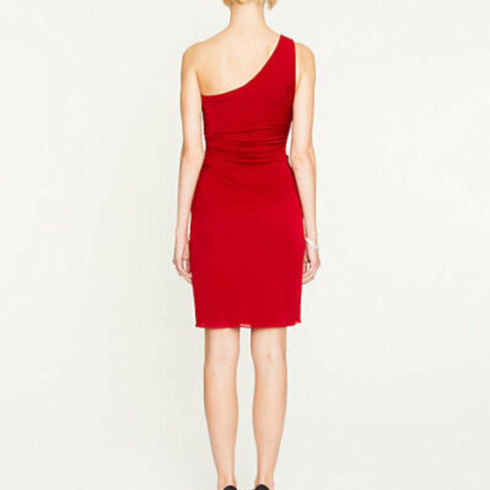 Stunning Red One Shoulder Holiday Dress NWT Fits Like a L - XL - Picture 7 of 11
